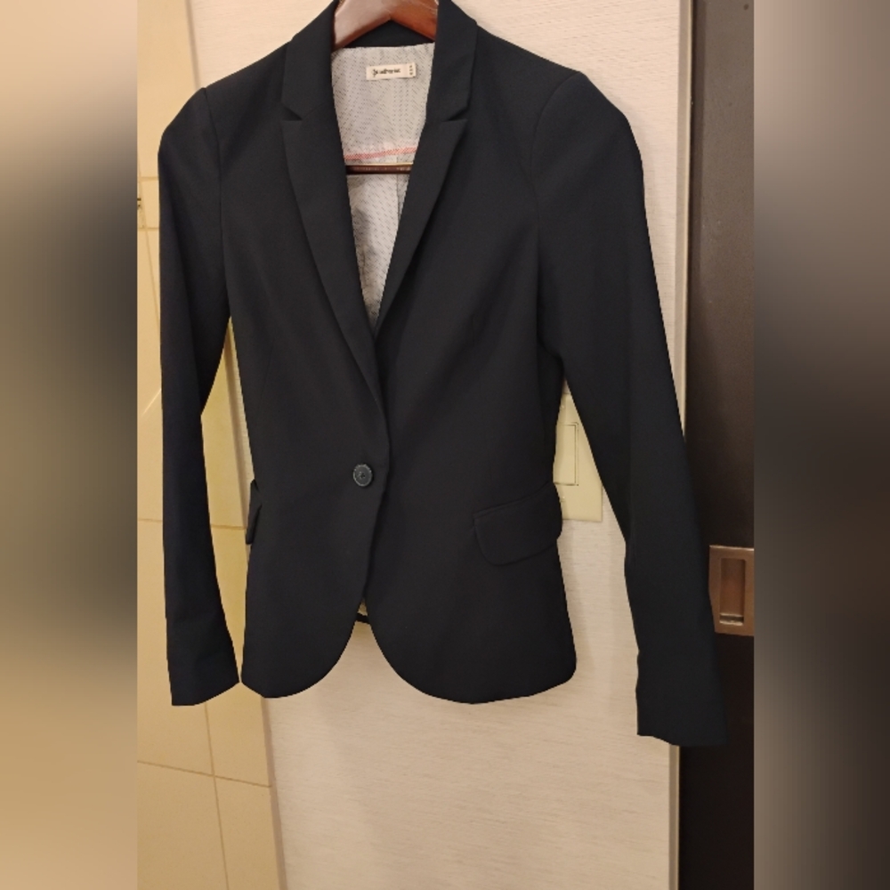 Stradivarius Women's Solid Blue Buttoned Blazer Sz XS